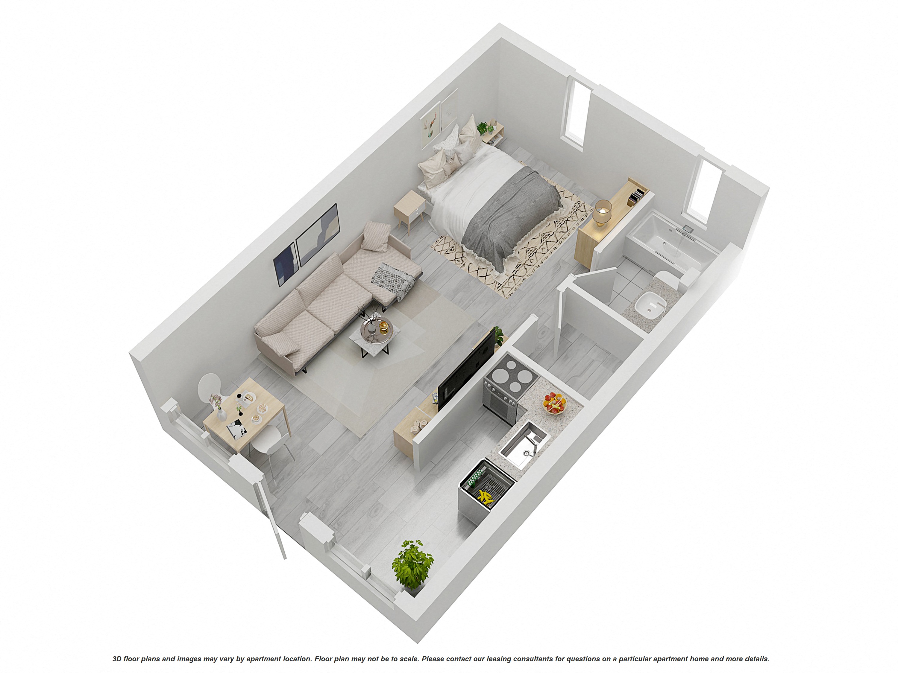Floor plan for studio, 1 bath, 410 sqft